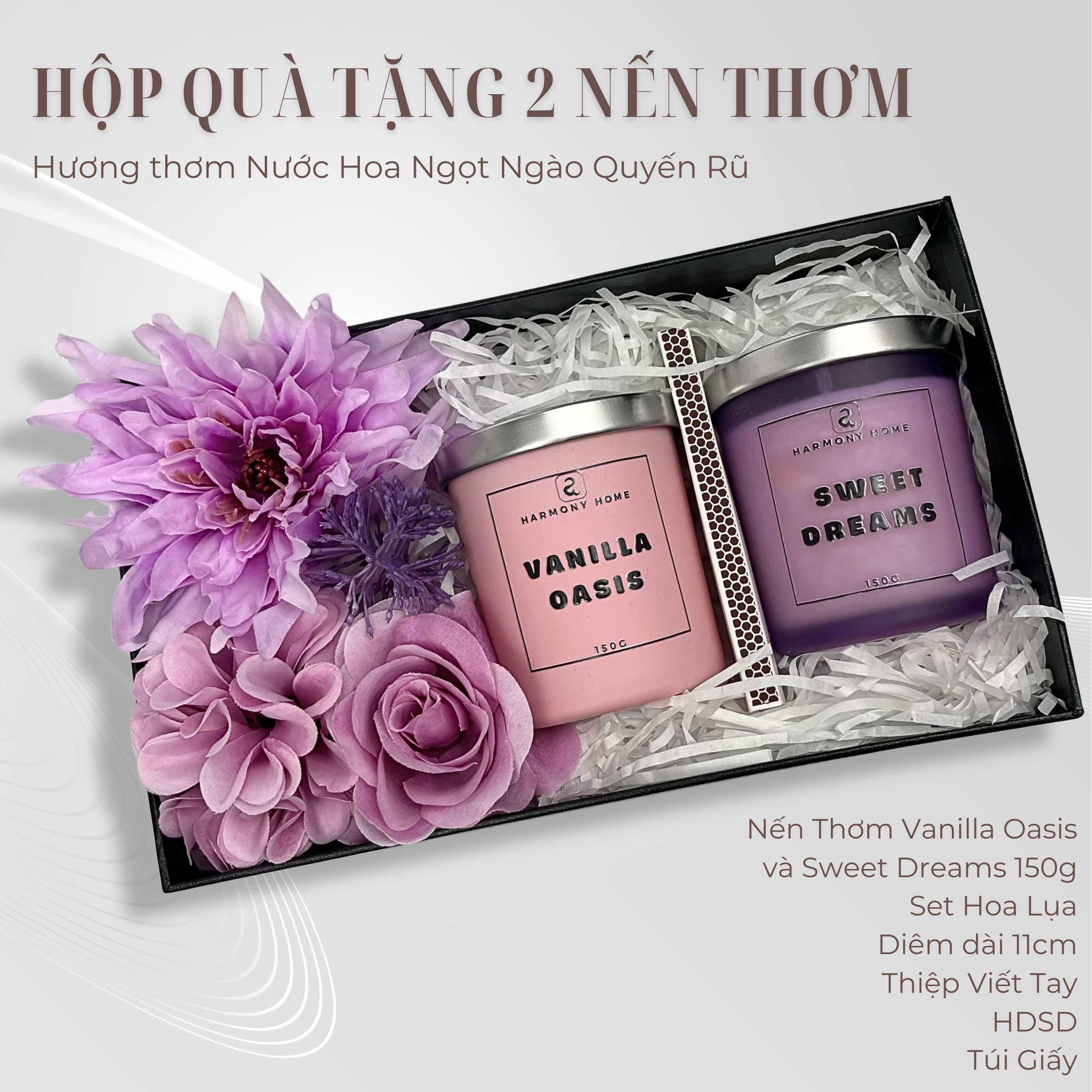 Bộ Quà Tặng Doanh Nghiệp 2 Nến Thơm Vanilla Oasis & Sweet Dreams