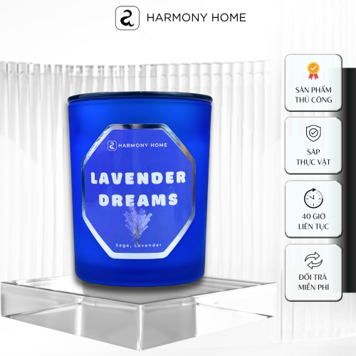 Nến thơm Lavender Dreams [A] Harmony Home - Hương hoa Lavender, xô thơm,150g, sáp tự nhiên, hương nhập khẩu