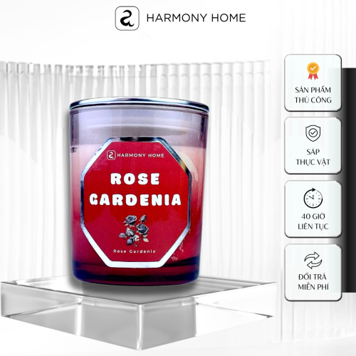 Nến thơm Rose Gardenia [A] Harmony Home - Hương hoa hoa hồng nhập khẩu,150g, sáp tự nhiên, hương nhập khẩu