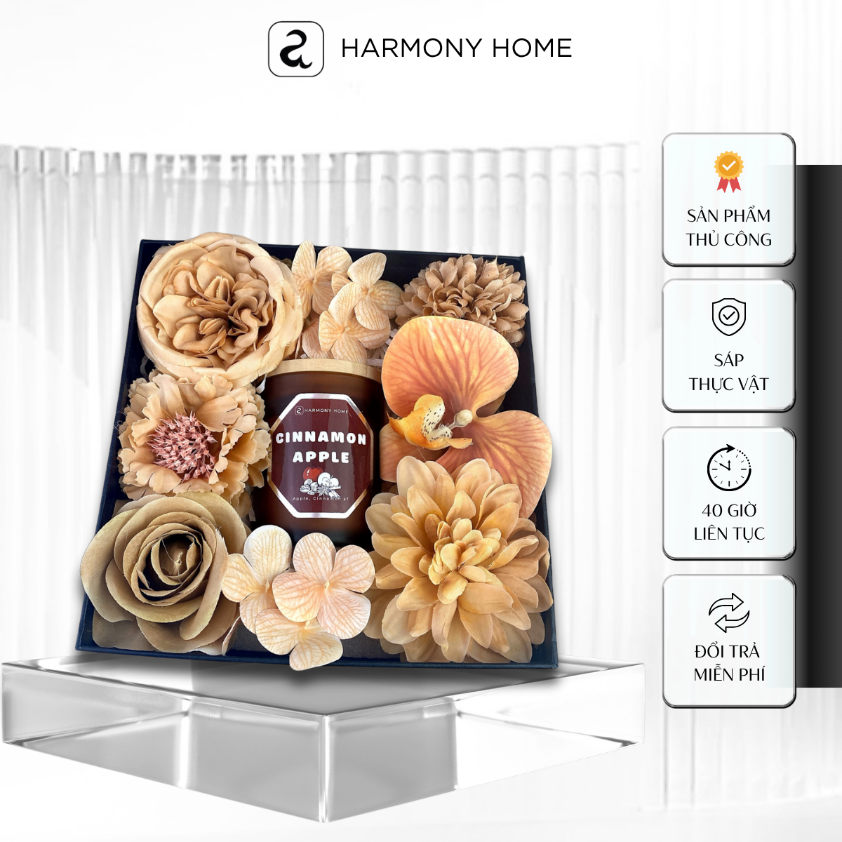 Bộ Quà Tặng Nến Thơm Noel [A] Harmony Home: Mùi Hương Ấm Áp Mùa Lễ Hội, 150g, Sáp Tự Nhiên, Hương Nhập Khẩu
