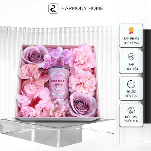 Bộ Quà Tặng Nến Thơm Vanilla Oasis [A] Harmony Home: Hương Tinh Dầu nhập khẩu 150g, sáp tự nhiên