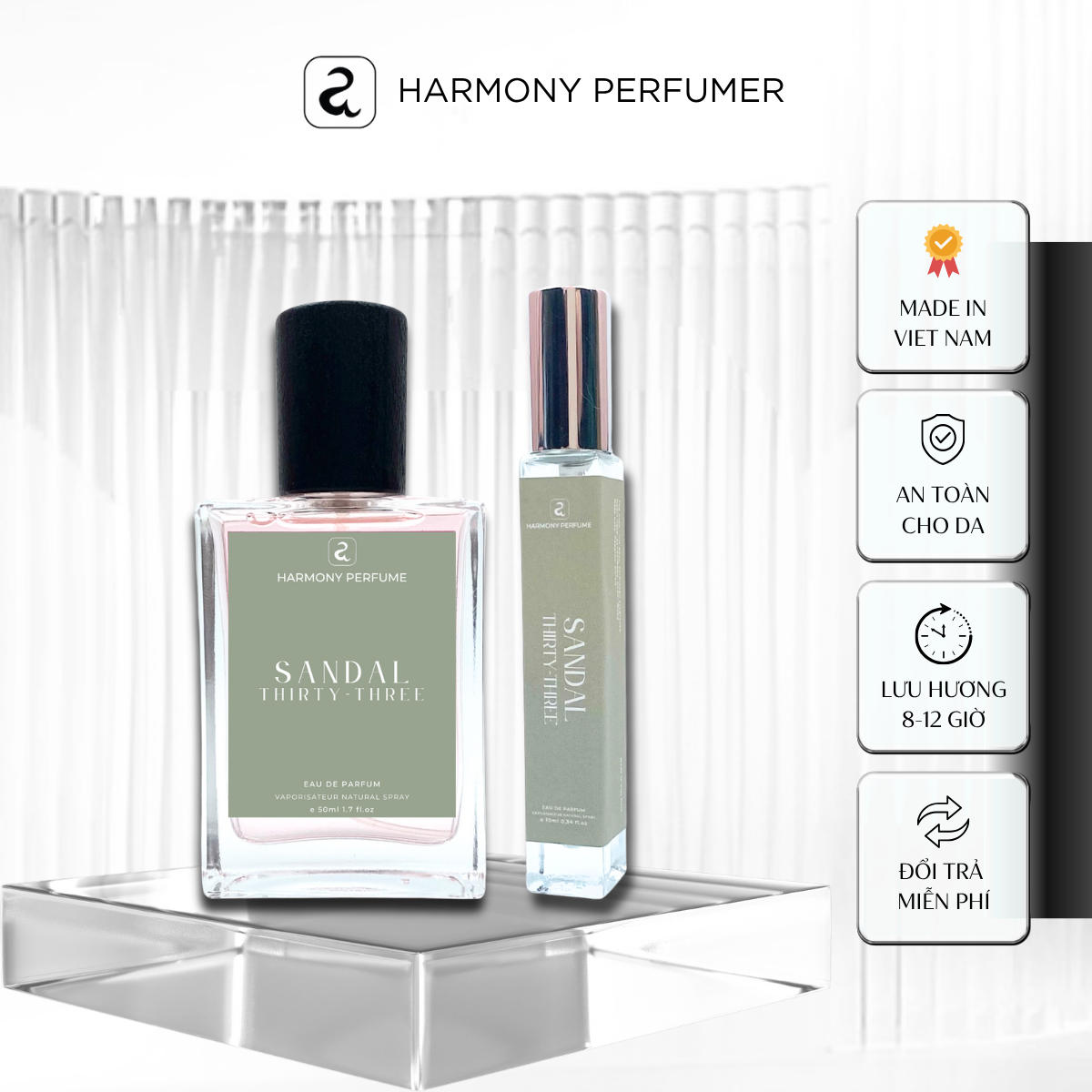 Nước Hoa Sandal Thirty-three [A]Harmony Home – Hương Thơm Quyến Rũ và Lâu Phai Dung Tích 10ml